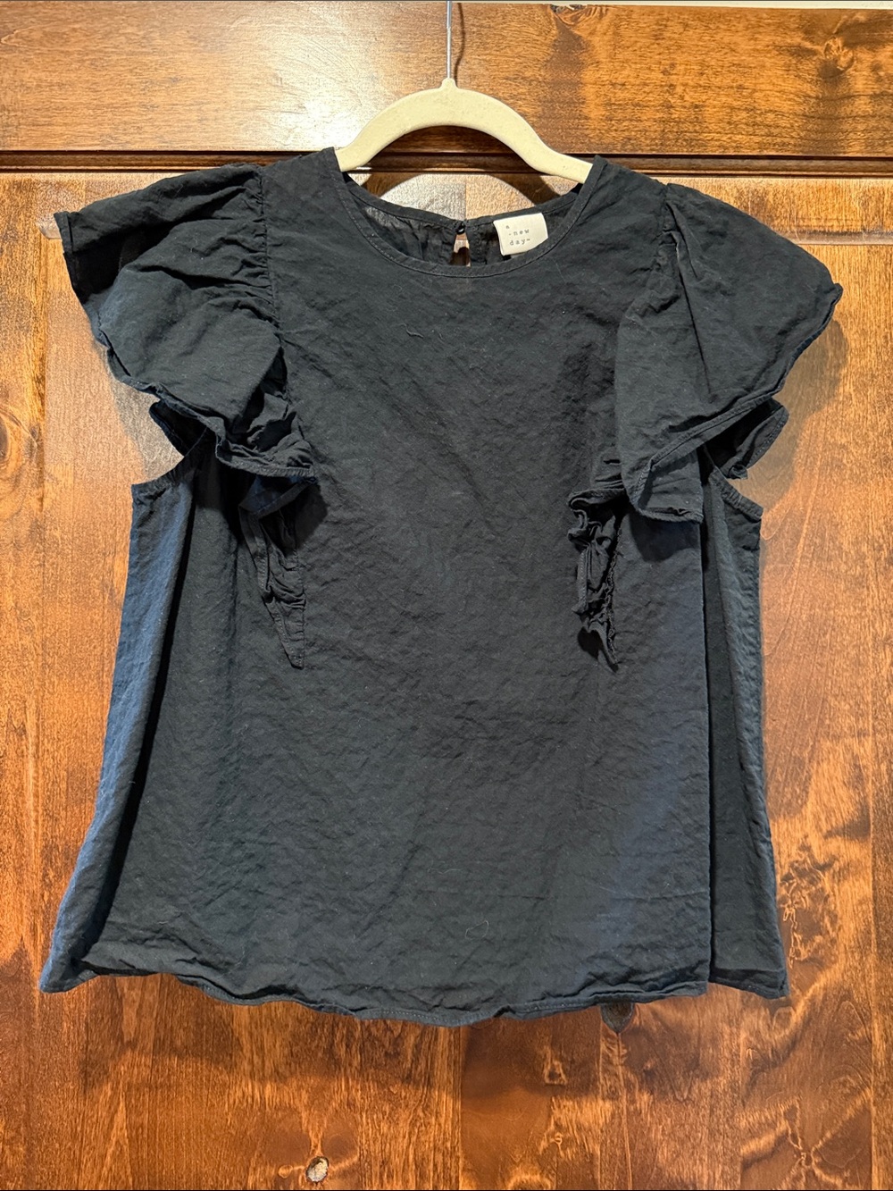 a new day Black Ruffle-Sleeve Blouse